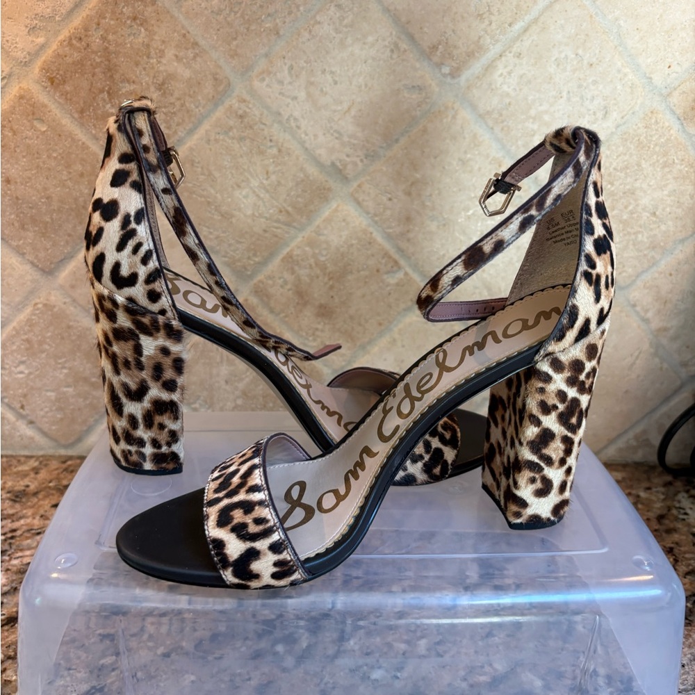 Sam Edelman Brown and Black Block Heel Sandals